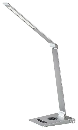 Lampa biurkowa ściemnialna z ładowarką indukcyjną i USB Nilfgard srebrny LED dim. 2800-5000K Rabalux 2029 | 5998250320298 noxbox lampynox www.lampynox.pl