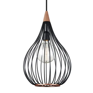 Drops czarny | mahoń Ø30cm. E27 Lampa wisząca