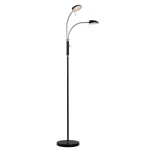 Vegas czarny | chrom Ø25cm. LED dim. 2x7W 3000K Lampa podłogowa podwójna snake ściemnialna