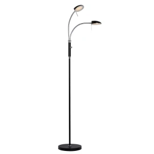 Vegas czarny | chrom Ø25cm. LED dim. 2x7W 3000K Lampa podłogowa podwójna snake ściemnialna