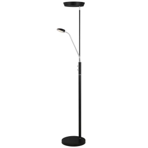 Vegas czarny | chrom Ø40cm. LED dim. 20W + 5W 3000K Lampa podłogowa podwójna snake ściemnialna