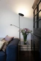 Lampa podłogowa podwójna snake ściemnialna Vegas czarny | chrom Ø40cm. LED dim. 20W + 5W 3000K halo design 716067 | 5705639716067 noxbox lampynox www.lampynox.pl