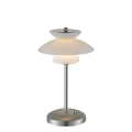 Lampka stołowa ściemnialna Dallas opal | stal szczotkowana Ø18cm. G9 dim. halo design 708192 | 5705639708192 noxbox lampynox www.lampynox.pl