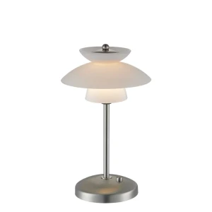 Dallas opal | stal szczotkowana Ø18cm. G9 dim. Lampka stołowa ściemnialna