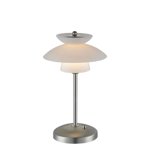 Lampka stołowa ściemnialna Dallas opal | stal szczotkowana Ø18cm. G9 dim. halo design 708192 | 5705639708192 noxbox lampynox www.lampynox.pl