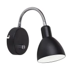 Denver czarny | chrom Ø10cm. E14 Kinkiet ścienny snake z włącznikiem