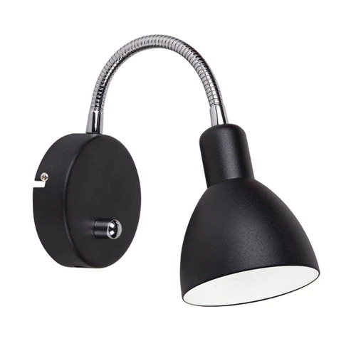 Kinkiet ścienny snake z włącznikiem Denver czarny | chrom Ø10cm. E14 halo design 304414 | 5703638304414 noxbox lampynox www.lampynox.pl