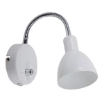 Denver biały | chrom Ø10cm. E14 Kinkiet ścienny snake z włącznikiem