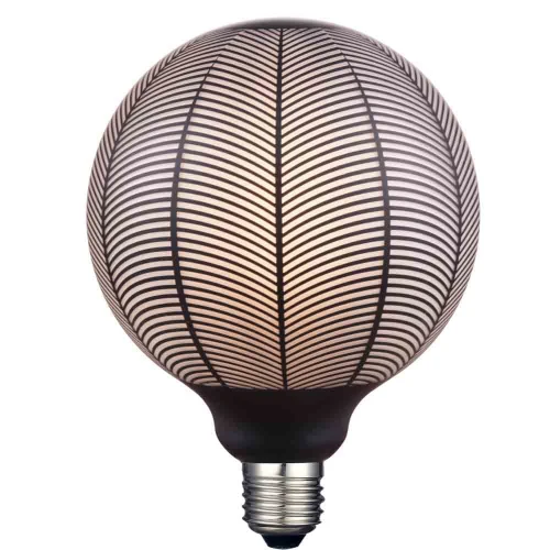 Dekoracyjna żarówka ściemnialna 6W Colors Leaves Print LED 3 step dim. 3000K Ø12,5cm. E27 czarny | biały halo design 936786 | 5705639936786 noxbox lampynox www.lampynox.pl
