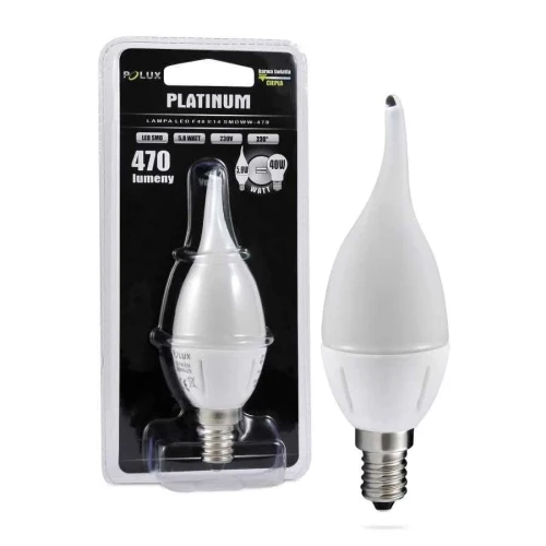 Żarówka dekoracyjna płomyk LED E14 F40 5,8W 3000K 470lm Polux 302250 | 5901508302250 noxbox lampynox www.lampynox.pl