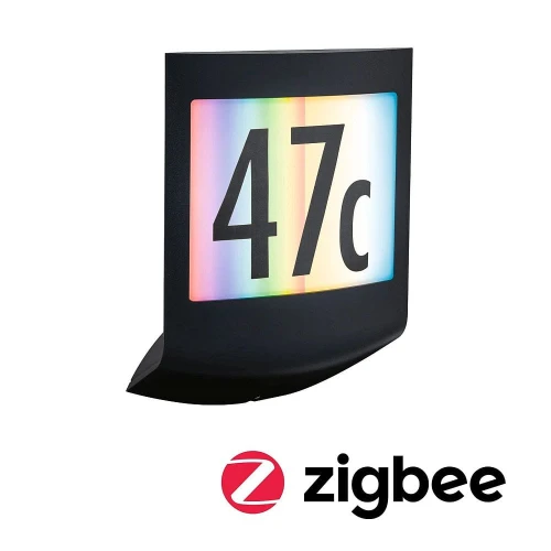Kinkiet zewnętrzny z numerem domu ściemnialny sterowany aplikacją z czujnikiem ruchu i zmierzchu Padea antracyt Smart Home Zigbee PIR LED RGBW DIM 8,2W 3000K IP44 paulmann 94513 | 4000870945131 noxbox lampynox www.lampynox.pl
