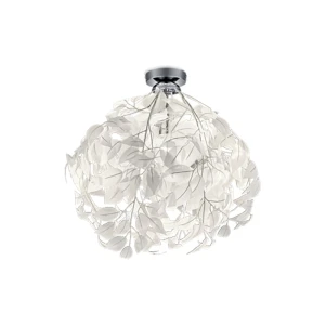 LEAVY Biała | Chrom Ø 38cm E27 Lampa sufitowa z dekoracją w listki