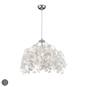 LEAVY Biały | chrom Ø 38cm. E27 Lampa wisząca z dekoracją w listki
