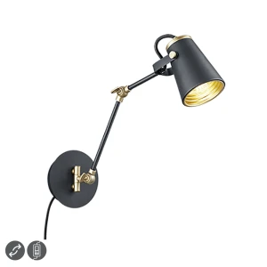EDWARD Czarny Mat  E14 Kinkiet ścienny regulowany