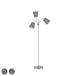 WINDU Nikiel Mat | Popiel 3 x E27 Lampa podłogowa stojąca z giętkimi wysięgnikami