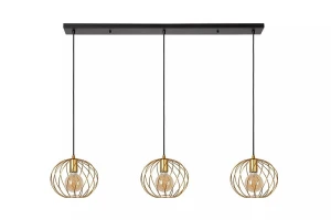 Danza matowe złoto | mosiądz 3xE27 Lampa wisząca potrójna