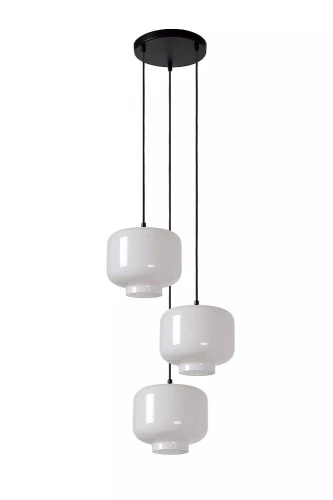 Potrójna lampa wisząca Medine czarny | biały Ø 46cm. 3xE27 lucide 46413/13/61 | 5411212460981 noxbox lampynox www.lampynox.pl