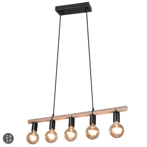 EINAR Czarny Mat / Brązowy 4 X E27 Lampa wisząca 