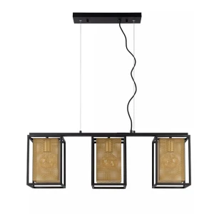 SANSA Czarna / Matowe złoto 3 x E27 Lampa wisząca 