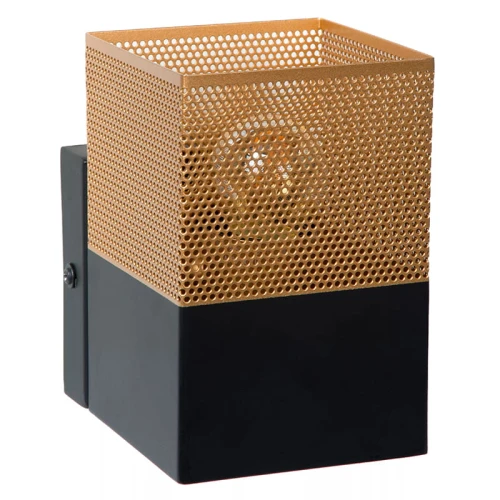 Kinkiet ścienny RENATE Czarny / Matowe złoto E27 Lucide 21223/01/02 | 5411212211286 noxbox lampynox www.lampynox.pl