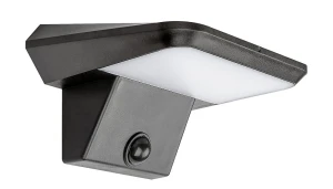 Qesa czarny zasilanie solarne PIR LED 10W 4000K IP44 Kinkiet zewnętrzny z czujnikiem ruchu i zmierzchu