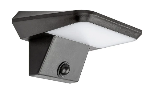 Kinkiet zewnętrzny z czujnikiem ruchu i zmierzchu Qesa czarny zasilanie solarne PIR LED 10W 4000K IP44 rabalux 77005 | 5996595770051 noxbox lampynox www.lampynox.pl