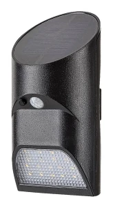 Sepik czarny zasilanie solarne PIR LED 3,6W 4000K IP44 Kinkiet zewnętrzny z czujnikiem ruchu i zmierzchu