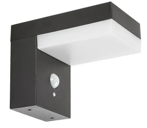 Zrebar czarny zasilanie solarne PIR LED 6W 4000K IP44 Kinkiet zewnętrzny z czujnikiem ruchu i zmierzchu