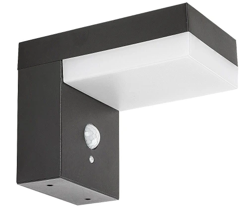 Kinkiet zewnętrzny z czujnikiem ruchu i zmierzchu Zrebar czarny zasilanie solarne PIR LED 6W 4000K IP44 rabalux 77009 | 5996595770099 noxbox lampynox www.lampynox.pl