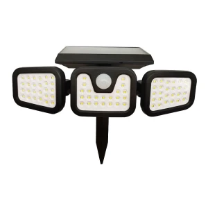 Trio czarny PIR LED 600lm 6000K IP44 Naświetlacz solarny z czujnikiem ruchu i zmierzchu