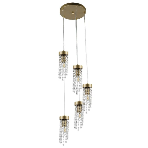 Lampa wisząca GEA-5 5xE27 gold + crystal złoto + kryształy il mio Polux 316301 | 5901508316301 noxbox lampynox www.lampynox.pl