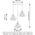 Lampa wisząca Hira 3 złoty | czarny 3xE27 goldlux 318565 | 5901508318565 noxbox lampynox www.lampynox.pl