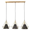 Lampa wisząca Hira 3 złoty | czarny 3xE27 goldlux 318565 | 5901508318565 noxbox lampynox www.lampynox.pl
