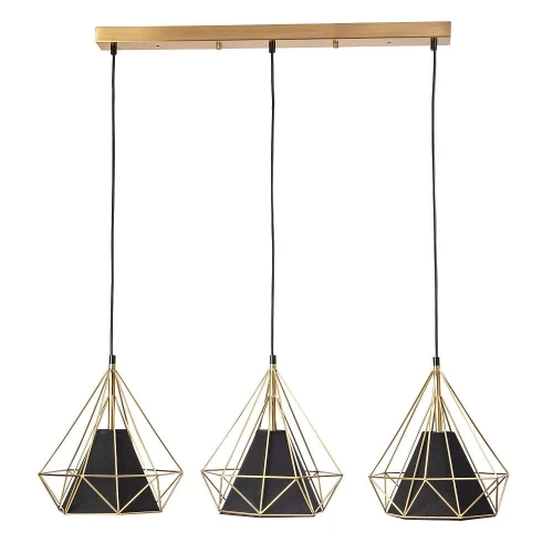 Lampa wisząca Hira 3 złoty | czarny 3xE27 goldlux 318565 | 5901508318565 noxbox lampynox www.lampynox.pl