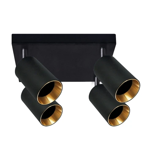 Spot z wymiennym ringiem Maribel czarny | złoty 4xGU10 goldlux 319944 | 5901508319944 noxbox lampynox www.lampynox.pl