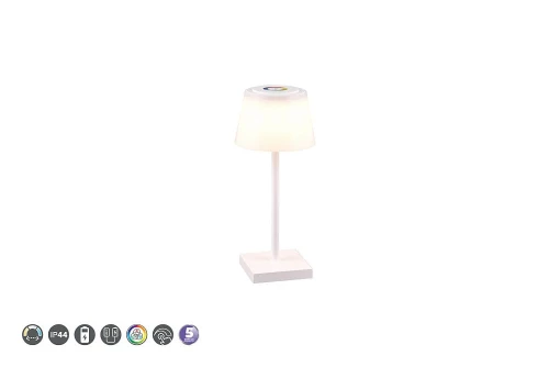 Zewnętrzna lampka stołowa Sanchez biały mat LED dim. 2,1W 3000+4000+5000K RGB IP44 ściemnialna RL R54126131 | 4017807570571 noxbox lampynox www.lampynox.pl
