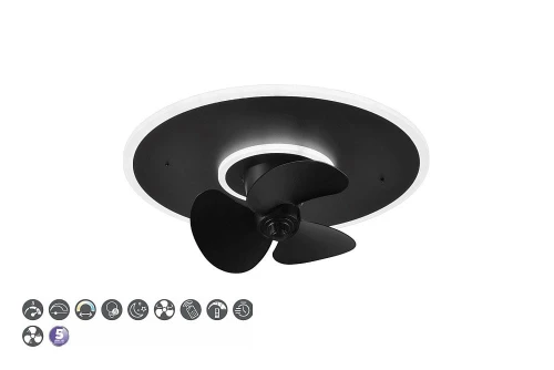 Lampa sufitowa ściemnialna Nybro czarny mat z wentylatorem Ø 50cm LED 3 step dim. 30W 2700-6500K pilot RL R64133132 | 4017807564457 noxbox lampynox www.lampynox.pl