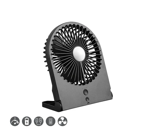 Wentylator stołowy zasilany akumulatorem Breezy czarny 4W 3-poziomy prędkości RL R044-02 | 4017807564471 noxbox lampynox www.lampynox.pl