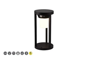 Carmo solar czarny wys. 25cm. PIR 2W 3000K IP54 Lampa ogrodowa stojąca z czujnikiem ruchu i zmierzchu