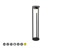 Carmo solar czarny wys. 60cm. PIR 2W 3000K IP54 Lampa ogrodowa stojąca z czujnikiem ruchu i zmierzchu