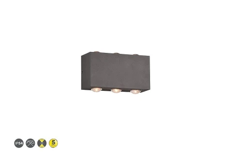 Kinkiet zewnętrzny Clyde antracyt LED góra-dół 2x3W 3000K IP54 trio 240760142 | 4017807563986 noxbox lampynox www.lampynox.pl