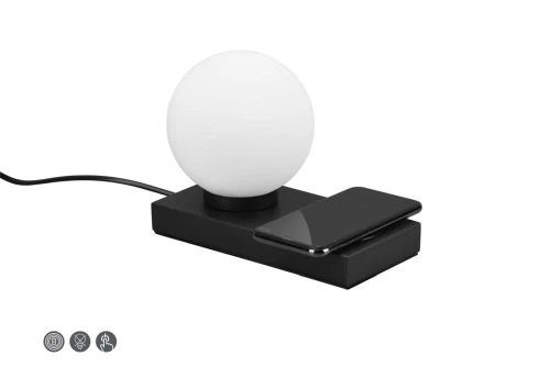 Lampka stołowa Chloe czarny mat E14 ładowarka indukcyjna rl R59080132 | 4017807540482 noxbox lampynox www.lampynox.pl
