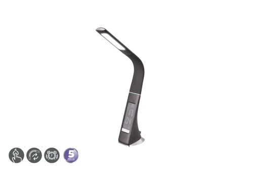 Lampka biurkowa z kalendarzem Francy czarny LED 3 step dim. 4,8W 5000K budzik, temperatura rl R52691102 | 4017807559927 noxbox lampynox www.lampynox.pl