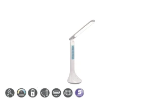 Patty biały LED 3 step dim. 4W 4000K budzik, kalendarz, temperatura Lampka biurkowa