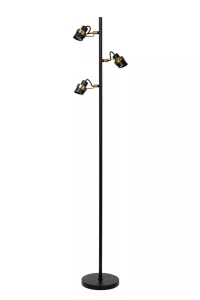 Tundran czarny | mosiądz 3xGU10 Lampa podłogowa potrójna
