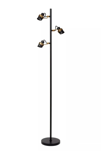 Lampa podłogowa potrójna Tundran czarny | mosiądz 3xGU10 lucide 34744/03/30 | 5411212343635 noxbox lampynox www.lampynox.pl