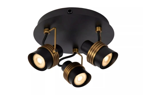 Spot potrójny Tundran czarny | mosiądz Ø 21cm. 3xGU10 lucide 34944/13/30 | 5411212343611 noxbox lampynox www.lampynox.pl
