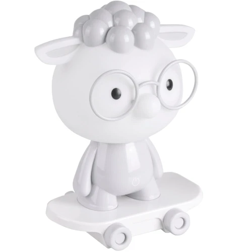 Lampka stołowa dziecięca ściemnialna Owieczka na deskorolce szary LED 3 step dim. 2,5W 3000K goldlux 314802 | 5901508314802 noxbox lampynox www.lampynox.pl
