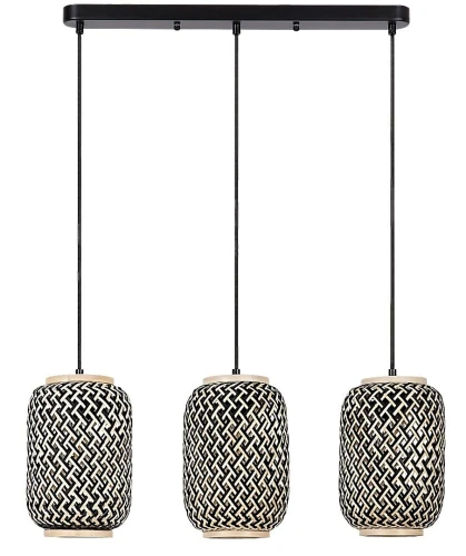 Lampa wisząca Adalla rattan brąz | czarny 3xE27 rabalux 72093 | 5996595720933 noxbox lampynox www.lampynox.pl