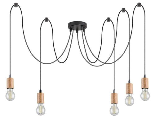 Lampa wisząca pająk Dollien czarny mat | brąz 5xE27 rabalux 72075 | 5996595720759 noxbox lampynox www.lampynox.pl